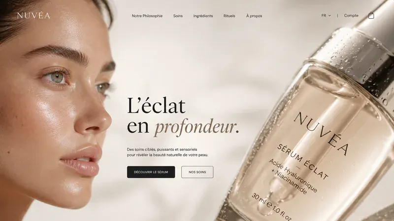 Écran de démonstration pour beauté et soins, écran clair.