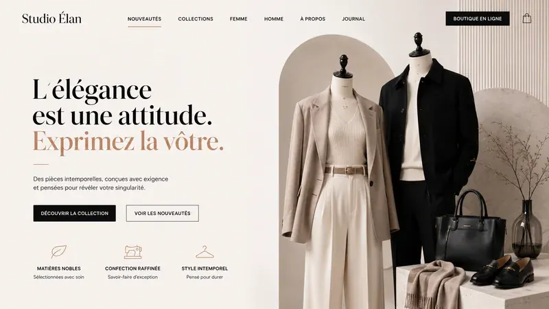 Écran de démonstration pour boutique de mode, écran clair.