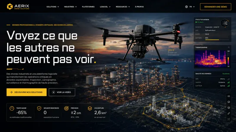 Écran de démonstration pour service en ligne, écran sombre.